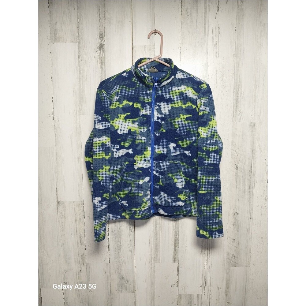 Kids Eddie Bauer Blue Camo Full Zip Fleece Large 14/16